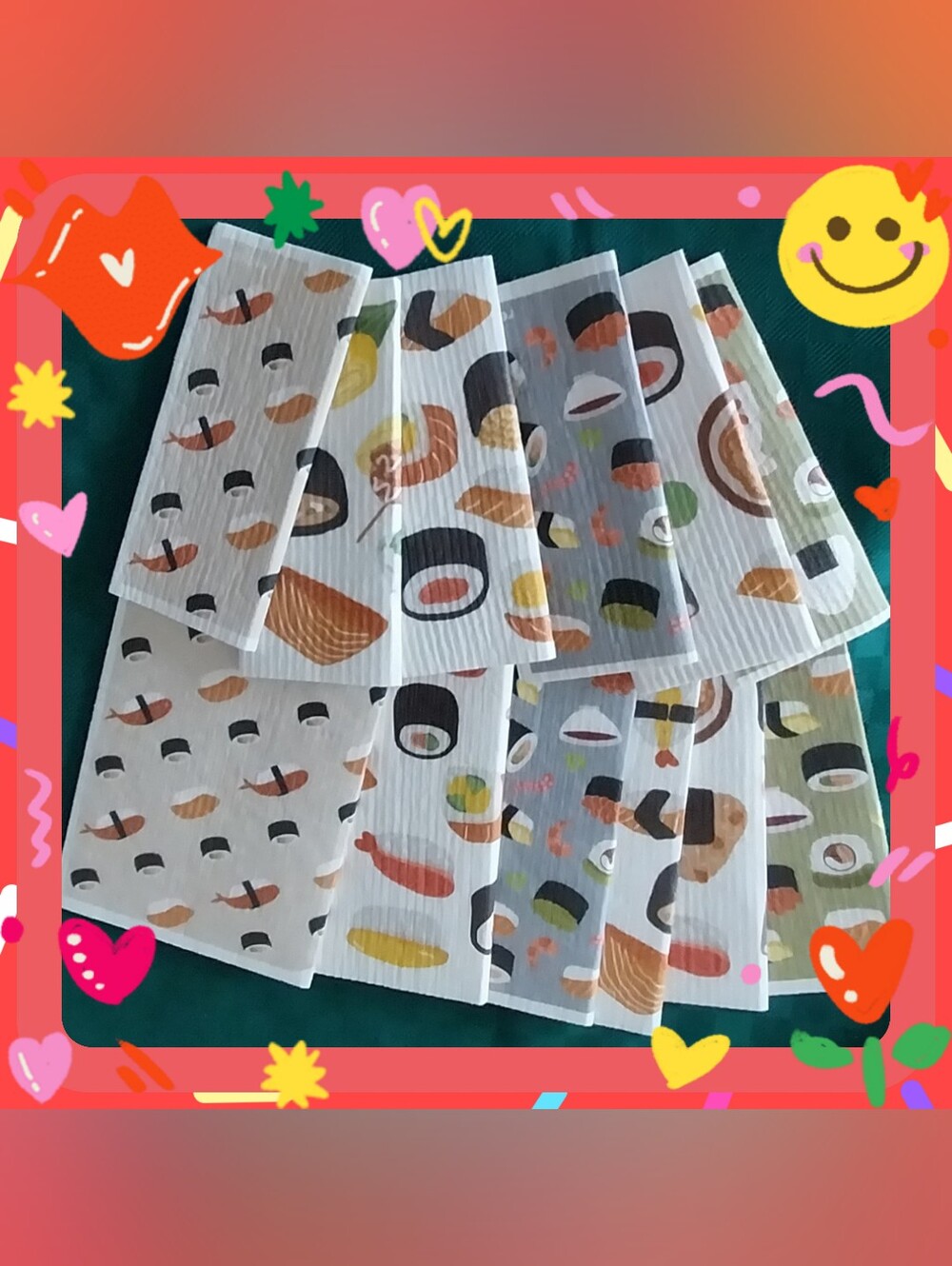 ♨️✨️Swedish Dishcloths - Sushi Print Beige (12 Pack)
